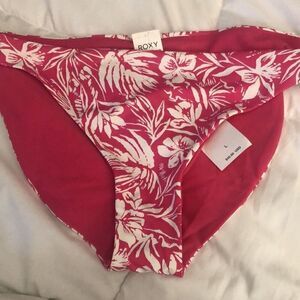 Roxy pink white blooming ride bikini bottom large swimwear